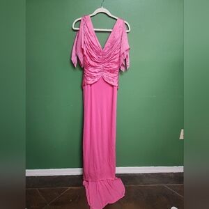 Kevan Hall Pink Ruched Evening Gown Size 8 Formal Maxi Dress